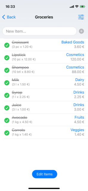 checked item light mode