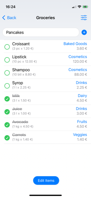 create items light mode